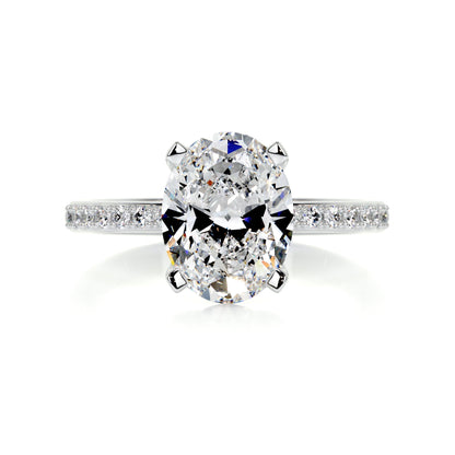 2 ct Oval F- VS2 Diamond Halo Moissanite Engagement Ring