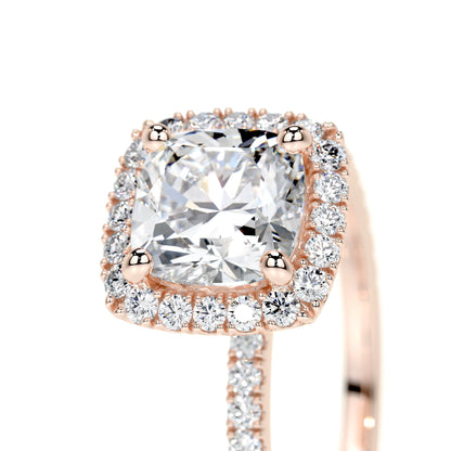 1.0 CT Cushion Halo CVD E/VS2 Diamond Engagement Ring