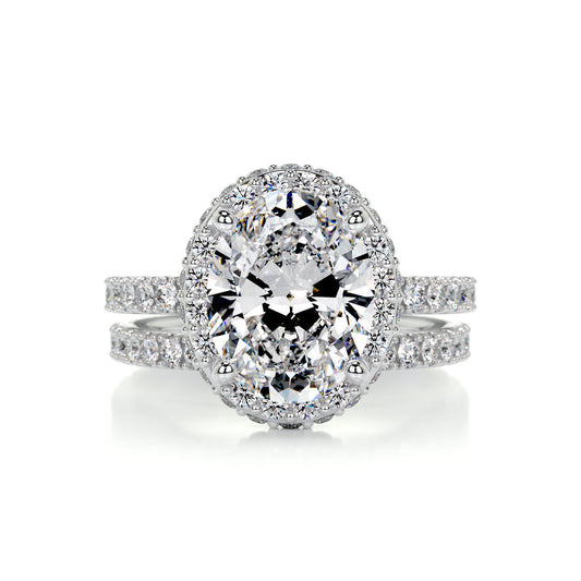 2.0 CT Oval Halo CVD F/VS Diamond Bridal Set