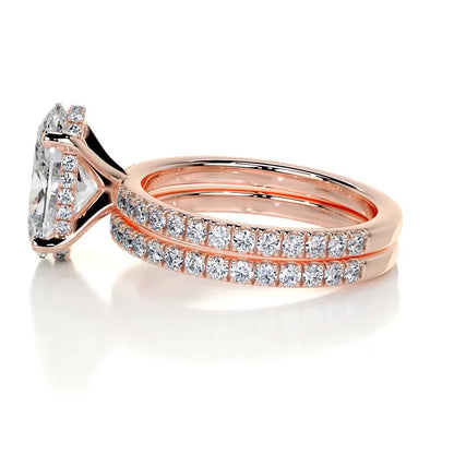 3.0 CT Oval Hidden Halo CVD F/VS Diamond Bridal Ring Set