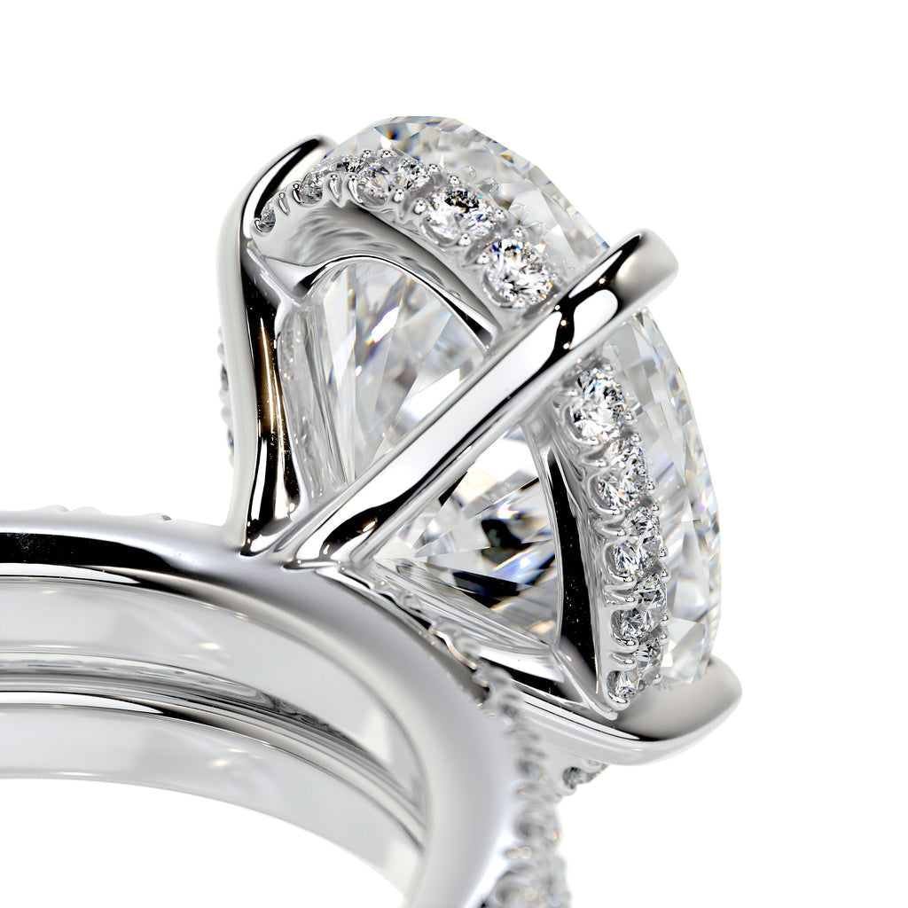 3.0 CT Oval Hidden Halo CVD F/VS Diamond Bridal Ring Set