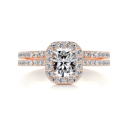 1.0 CT Radiant Halo CVD F/VS Diamond Bridal Ring Set