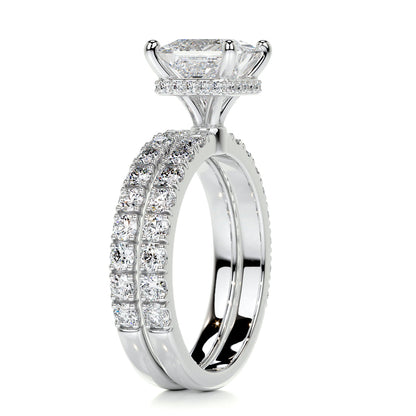 1.50 CT Princess Hidden Halo CVD F/VS Diamond Bridal Ring Set