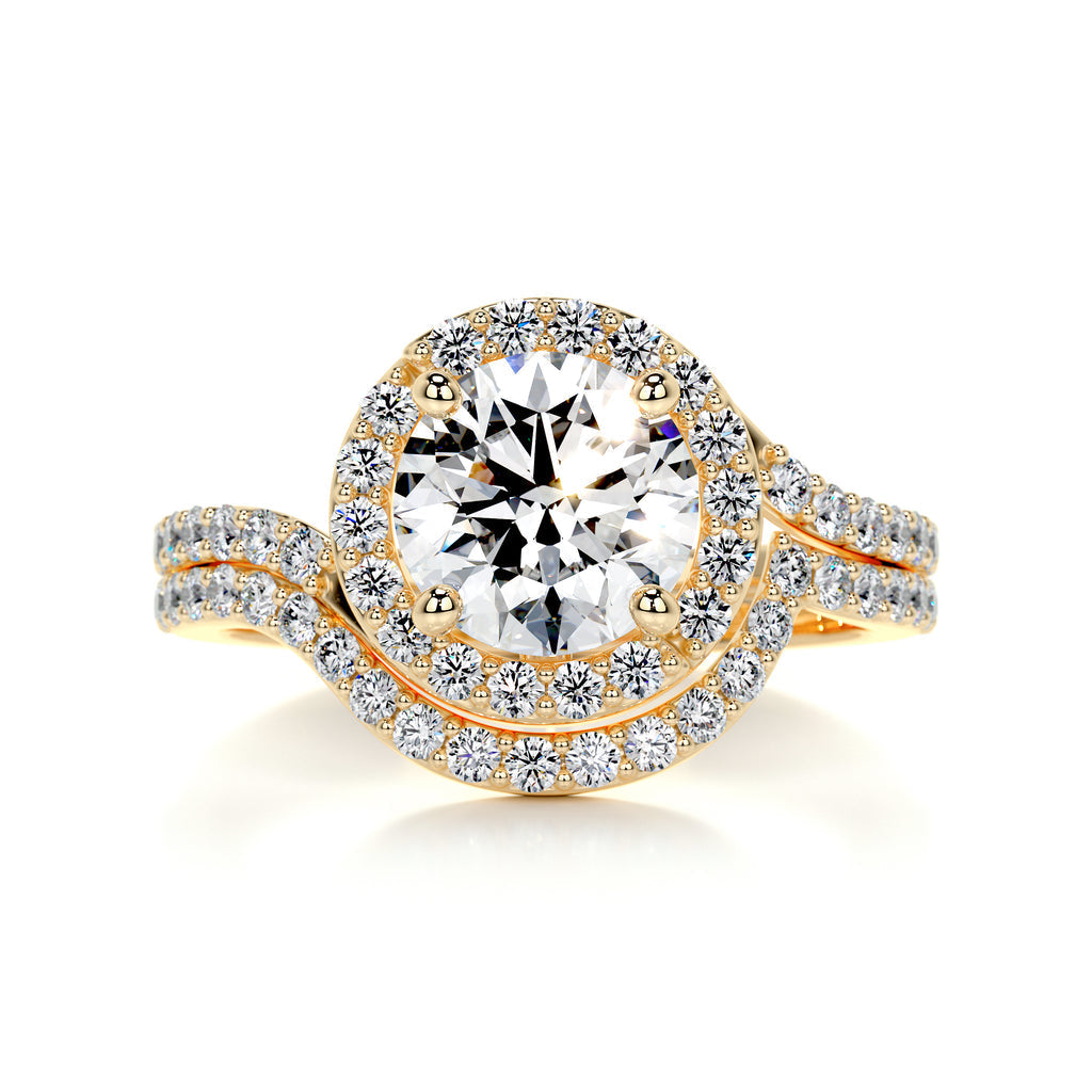 1.50 CT Round Halo CVD F/VS Diamond Bridal Ring Set