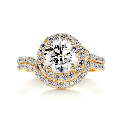 1.50 CT Round Halo CVD F/VS Diamond Bridal Ring Set