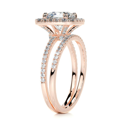 2.0 CT Round Halo CVD F/VS Diamond Bridal Set