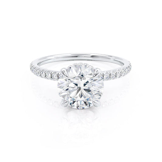 1.0 CT Round Hidden Halo CVD F/VS1 Diamond Engagement Ring