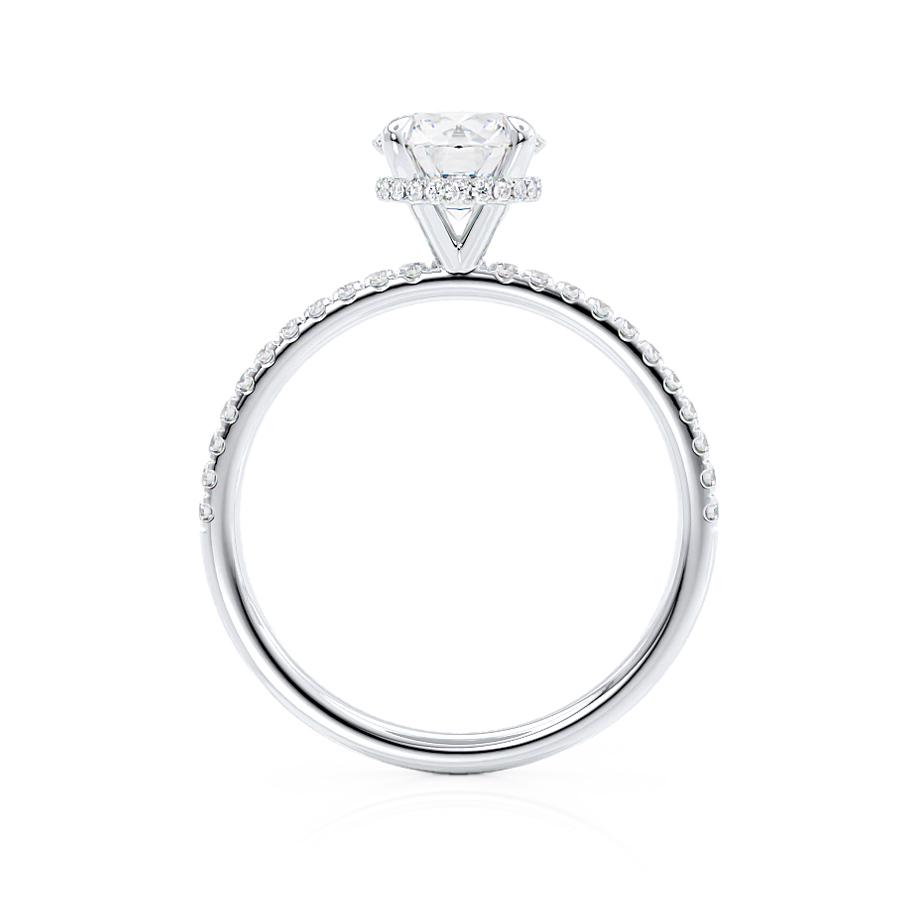 1.0 CT Round Hidden Halo CVD E/VVS2 Diamond Engagement Ring