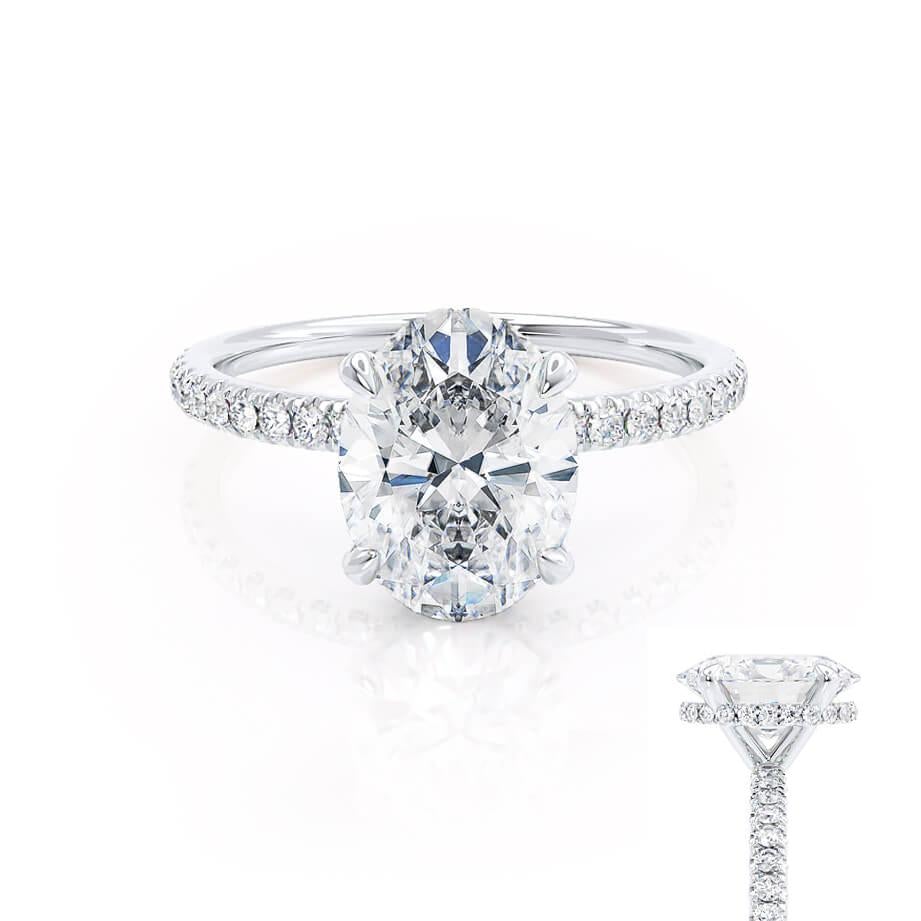 1.50 CT Oval Hidden Halo CVD G/VVS2 Diamond Engagement Ring