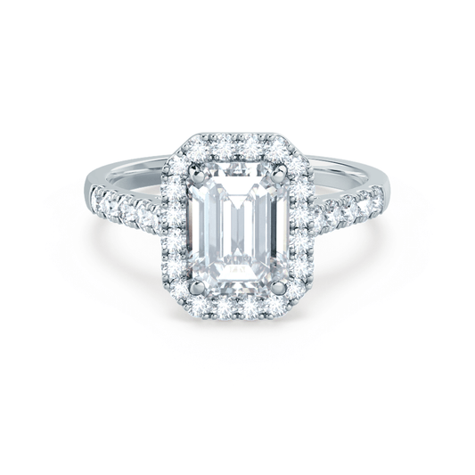 1.01 CT Emerald Halo CVD G/VS2 Diamond Engagement Ring