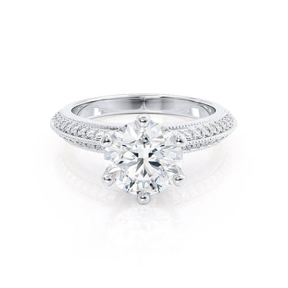 1.20 CT Round Pave Setting CVD E/VS1 Diamond Engagement Ring