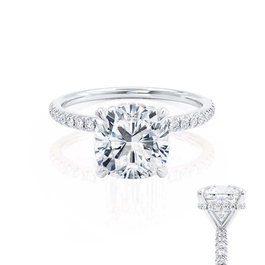 2.50 CT Cushion Hidden Halo CVD F/VS1 Diamond Engagement Ring