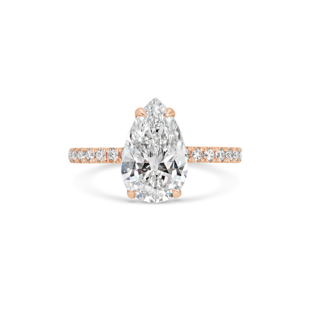 2 ct Pear F- VS1 Diamond Pave Moissanite Engagement Ring