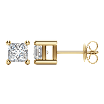 0.50 CT-2.0 CT Princess Solitaire CVD F/VS Diamond Earrings