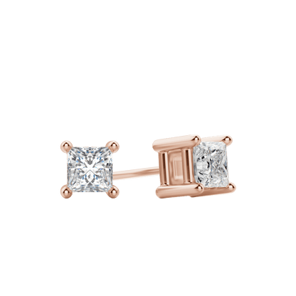 0.50 CT-2.0 CT Princess Solitaire CVD F/VS Diamond Earrings