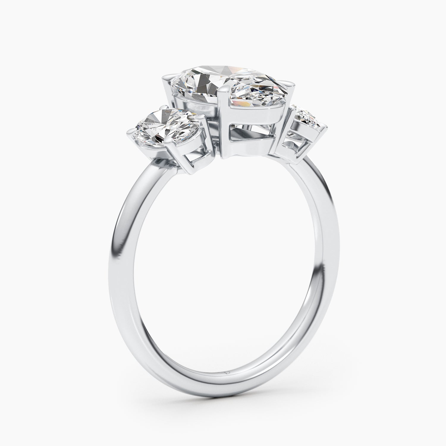 2.61ct Oval G- VS 3 Stones Diamond Engagement Ring