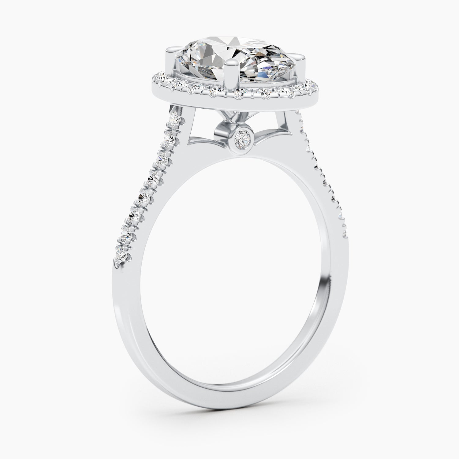 2.58ct Oval E- VS Halo & Pave Diamond Engagement Ring