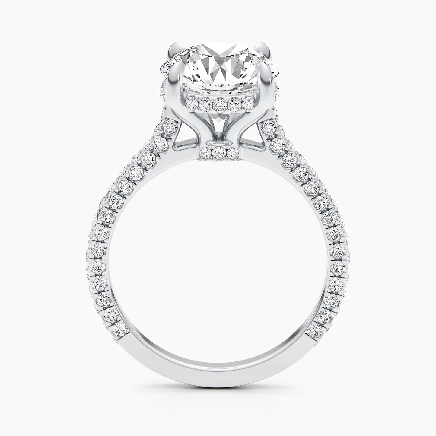 2.8ct Round F- VS Hidden Halo & Pave Diamond Engagement Ring