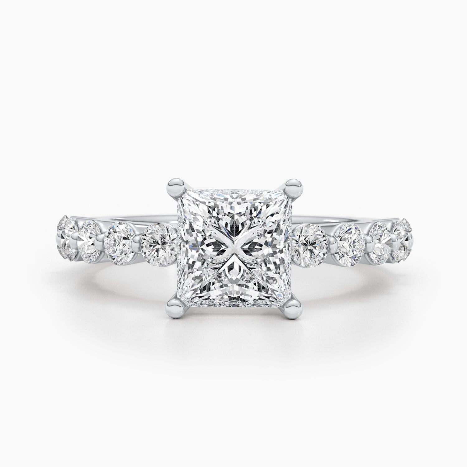 1.5ct Princess F- VS Pave Diamond Engagement Ring