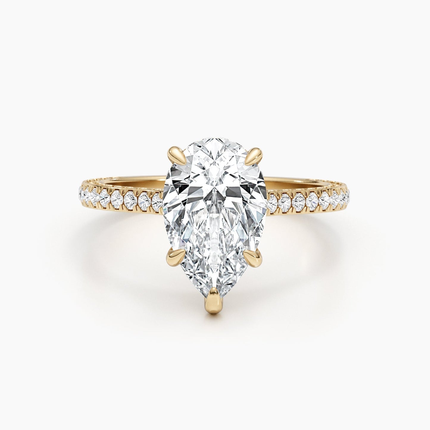 2.51ct Pear F- VS Hidden Halo & Pave Diamond Engagement Ring