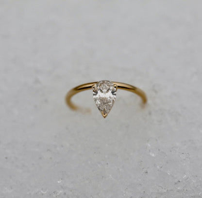 0.93 CT Pear Solitaire CVD F/VVS1 Diamond Engagement Ring