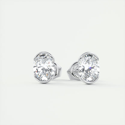 1.0 CT Oval Solitaire CVD G/VS Diamond Earrings